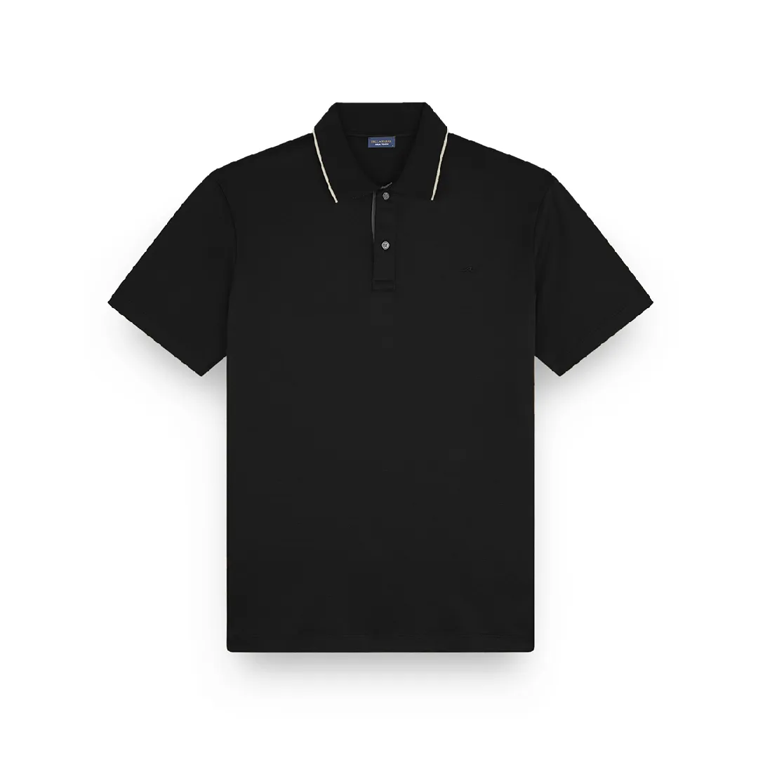 Aqua Touch cotton polo shirt with micro pattern detail on the collar, Man, Black, Size: 4XL sold by Paul & Shark