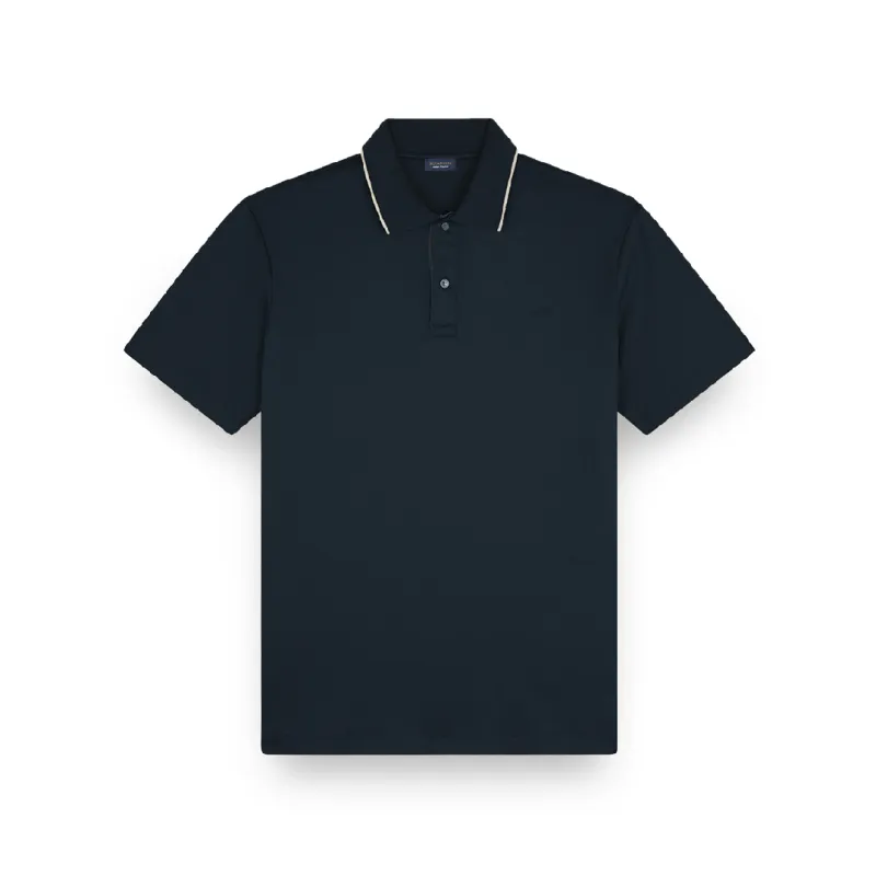Aqua Touch cotton polo shirt with micro pattern detail on the collar, Man, Blue, Size: L sold by Paul & Shark