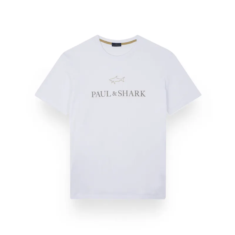 Cotton jersey T-shirt with logo print, Man, Snow White, Size: XL sold by Paul & Shark
