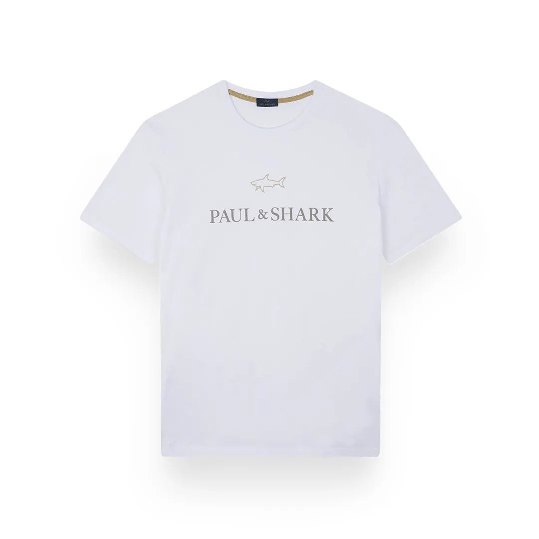 Cotton jersey T-shirt with logo print, Man, Snow White, Size: L sold by Paul & Shark