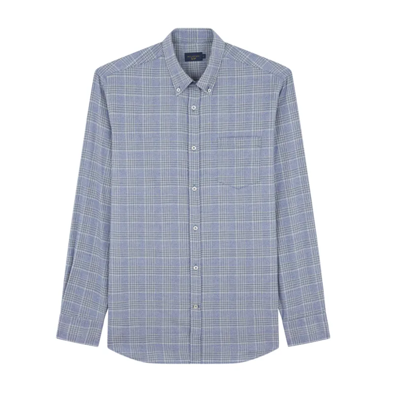 X-Soft cotton shirt with checkered pattern, Man, Tartan Blue Avio Blue Lightblue, Size: 049 sold by Paul & Shark