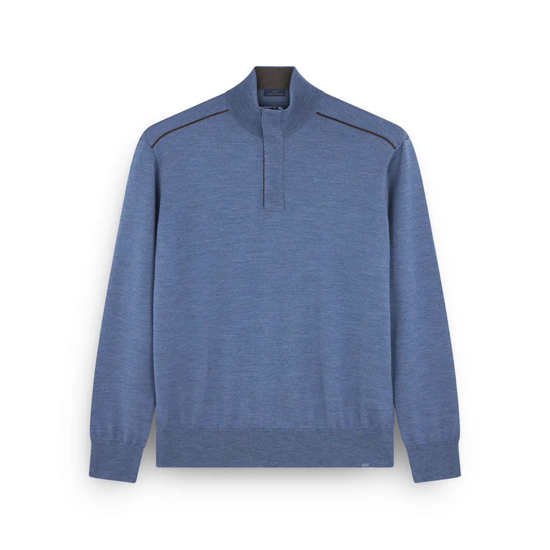 Merino Extrafine half zip sweater, Man, Vintage Indigo, Size: L sold by Paul & Shark