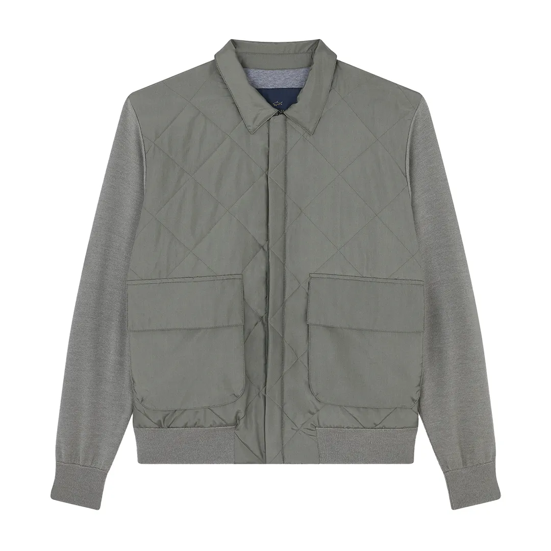 Hybrid zip-up Shaket in Typhoon® Silk, wool and silk, Man, Sage Green, Size: M sold by Paul & Shark