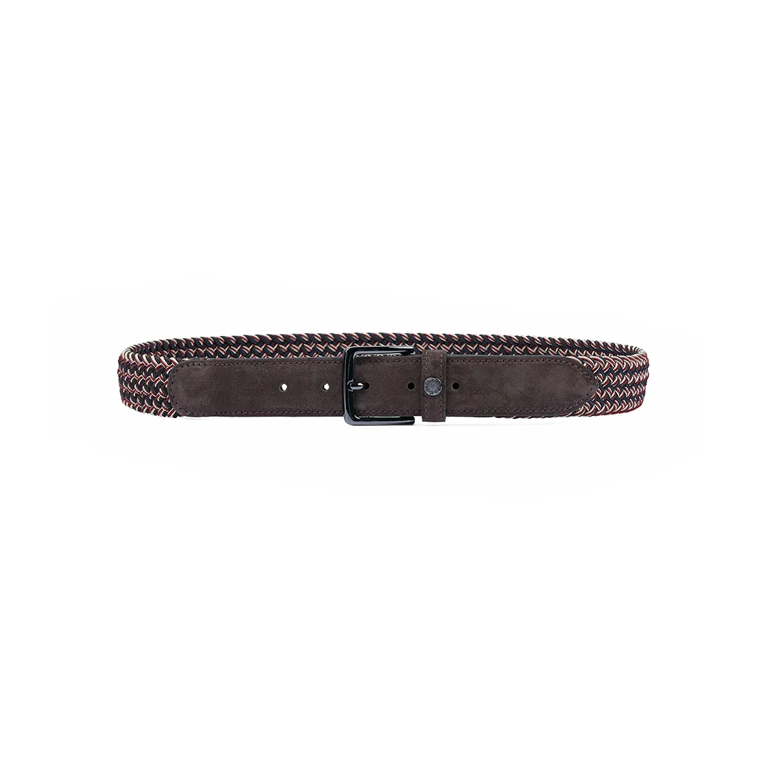 Elastic belt with suede trims, Man, Brown Bordeaux Beige Military Green, Size: 120 sold by Paul & Shark