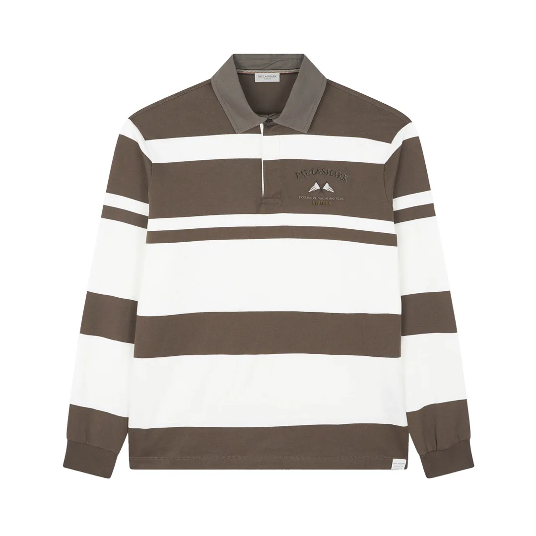 Cotton jersey rugby polo shirt with embroidery, Man, Snow White-sequoia, Size: XL sold by Paul & Shark