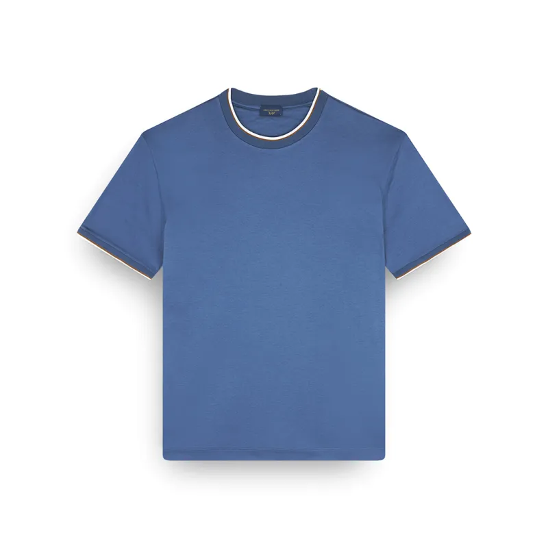 X-Soft Interlock cotton T-shirt with contrast trims, Man, Vintage Indigo, Size: L sold by Paul & Shark