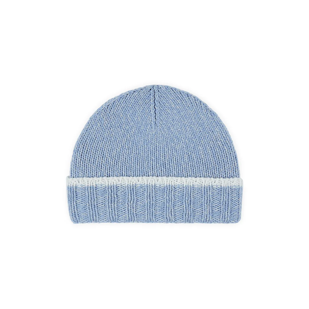 wool cashmere beanie, Woman, Forever Blue - White, Size: TGU sold by Paul & Shark