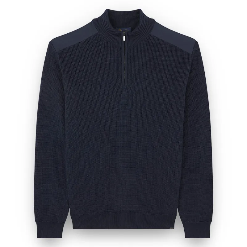 wool silk half zip sweater with Typhoon® Silk, Man, Blue, Size: L sold by Paul & Shark