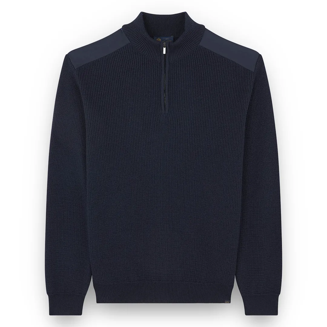 wool silk half zip sweater with Typhoon® Silk, Man, Blue, Size: L sold by Paul & Shark