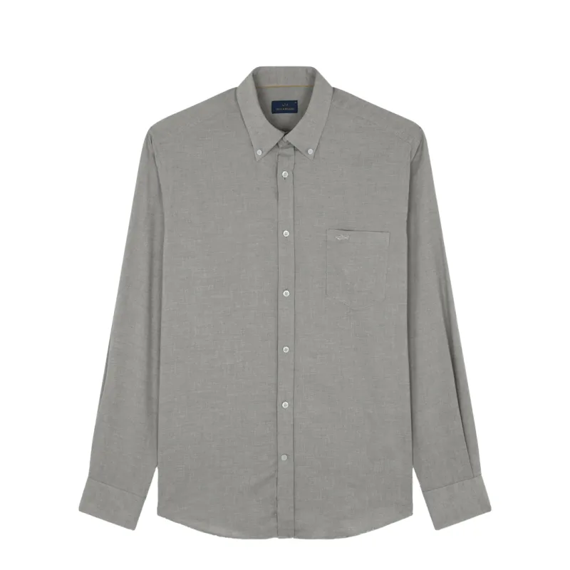 Cotton flannel shirt, Man, Melange Grey, Size: 045 sold by Paul & Shark