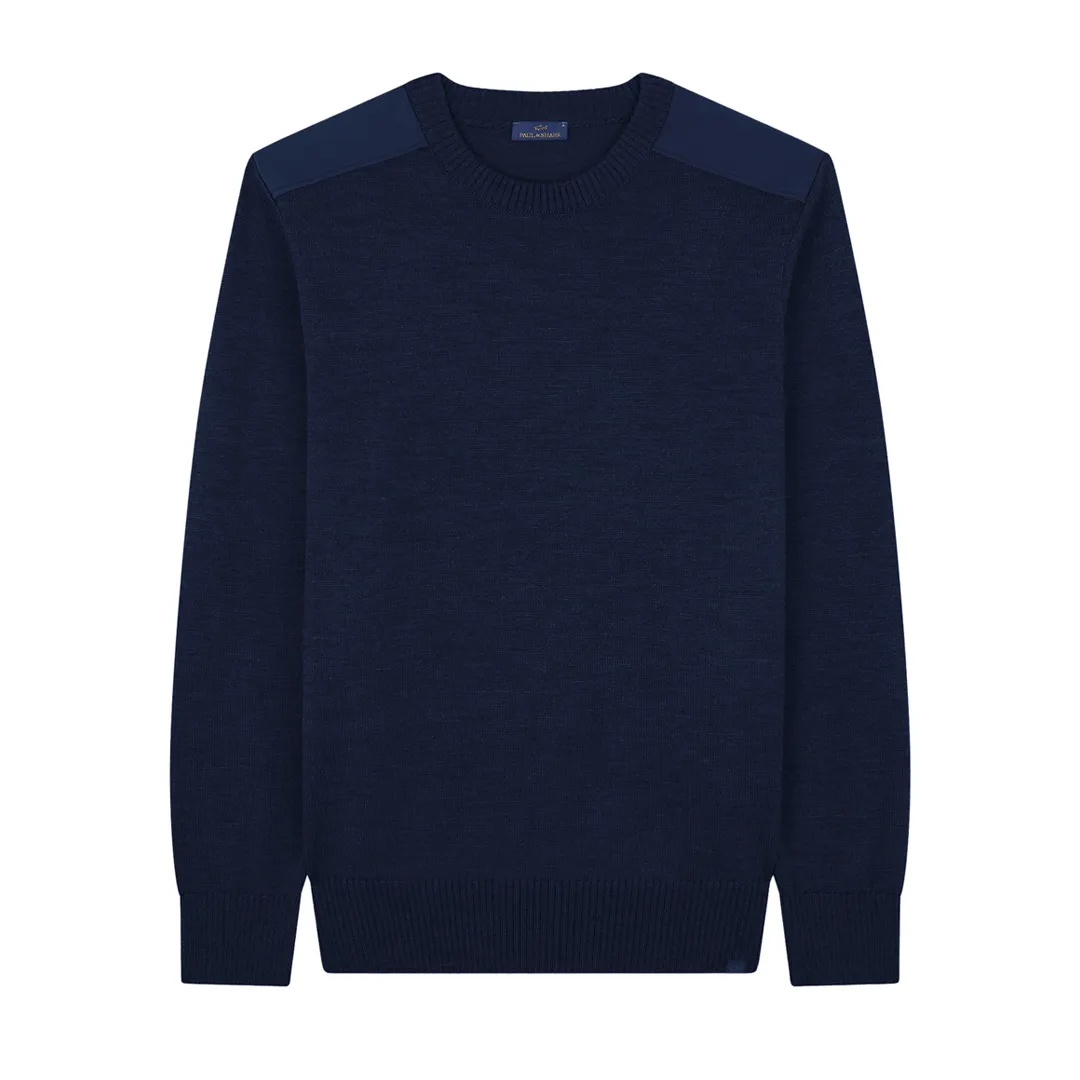 Soft Cool Touch wool crewneck sweater with Typhoon® details, Man, Blue, Size: XS sold by Paul & Shark