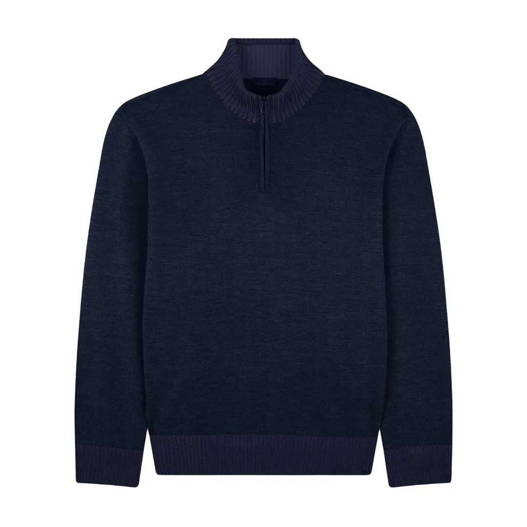 Soft Cool Touch wool half zip sweater, Man, Blue, Size: S sold by Paul & Shark