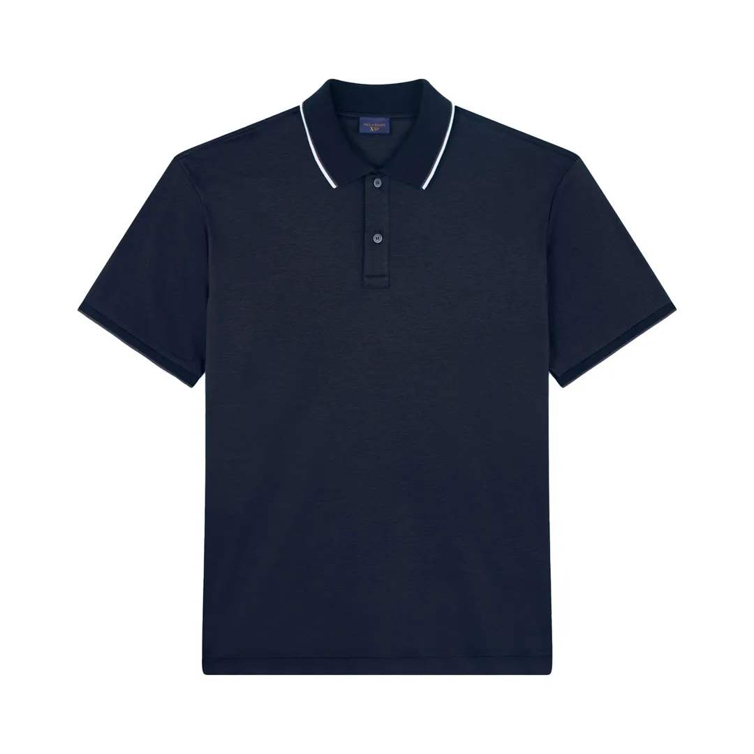 X-Soft Interlock cotton polo shirt with contrast profiles, Man, Blue, Size: 4XL sold by Paul & Shark