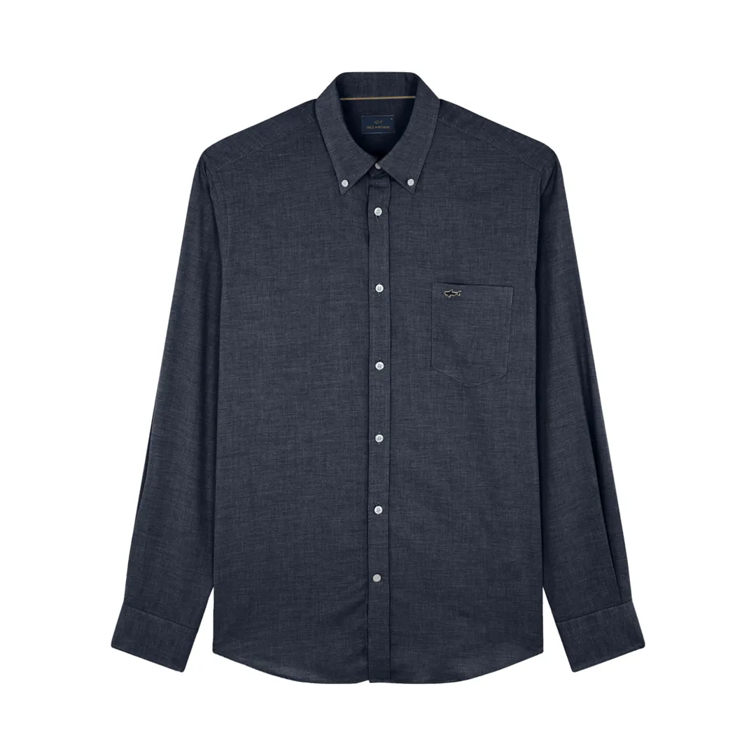 Cotton flannel shirt, Man, Blue, Size: 040 sold by Paul & Shark