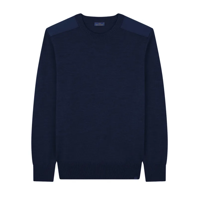 Soft Cool Touch wool crewneck sweater with Typhoon® details, Man, Blue, Size: M sold by Paul & Shark