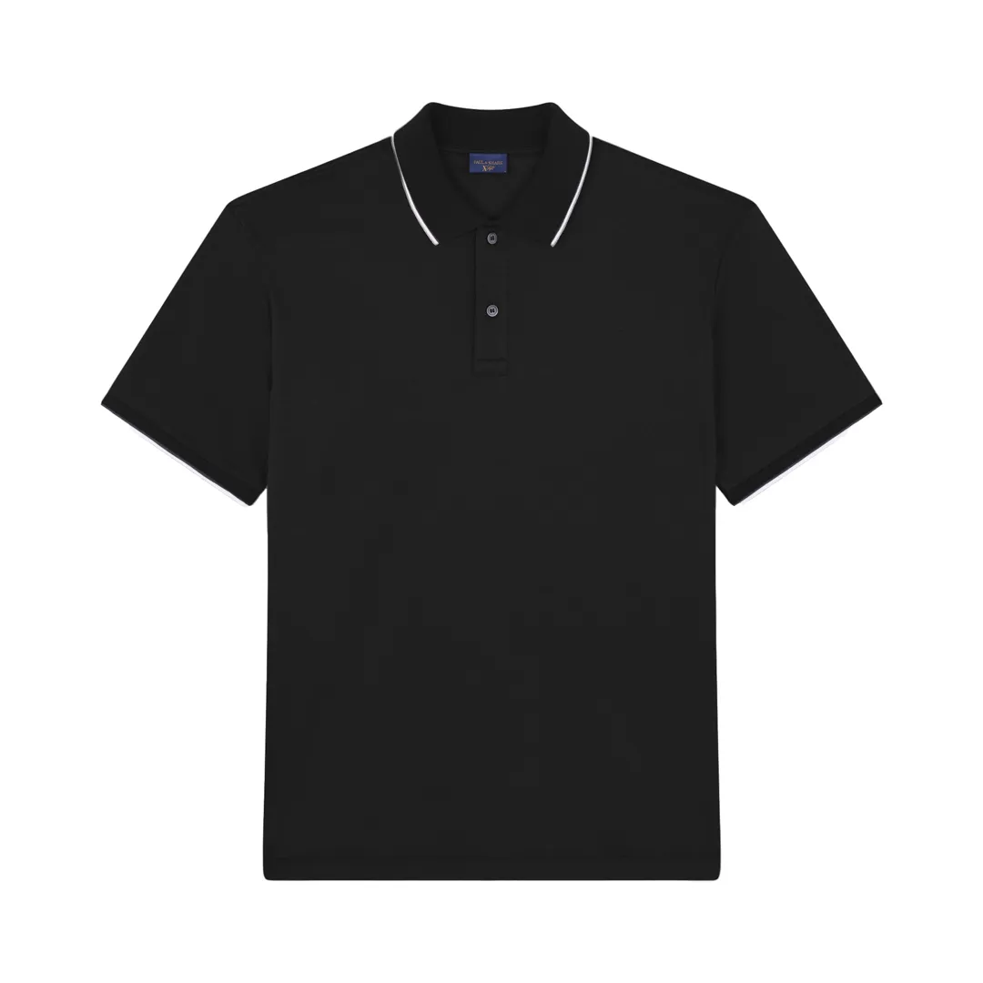 X-Soft Interlock cotton polo shirt with contrast profiles, Man, Black, Size: XL sold by Paul & Shark