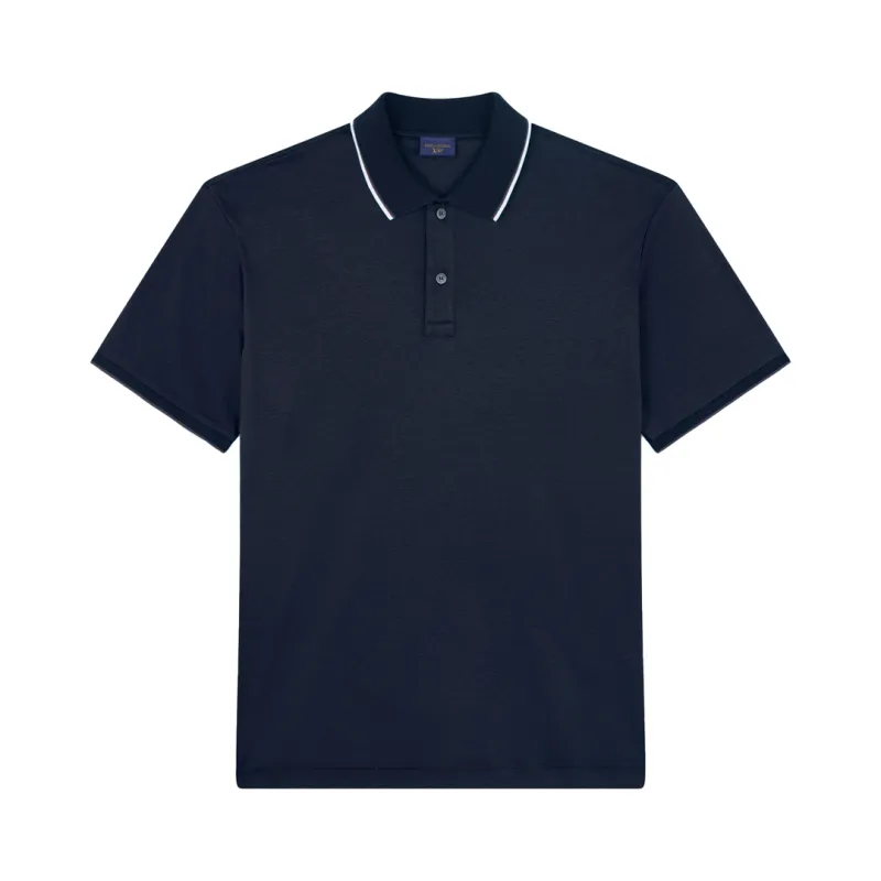 X-Soft Interlock cotton polo shirt with contrast profiles, Man, Blue, Size: M sold by Paul & Shark
