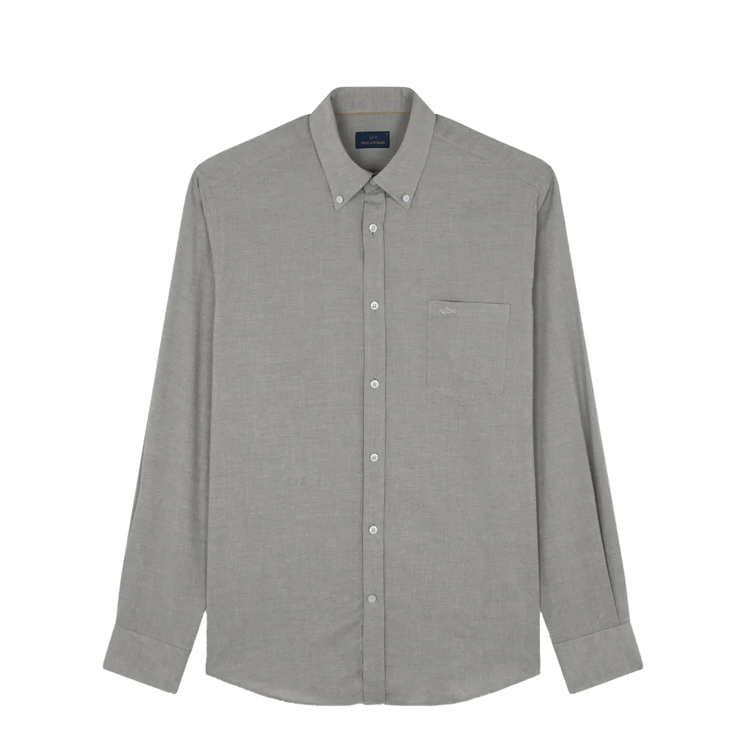 Cotton flannel shirt, Man, Melange Grey, Size: 039 sold by Paul & Shark