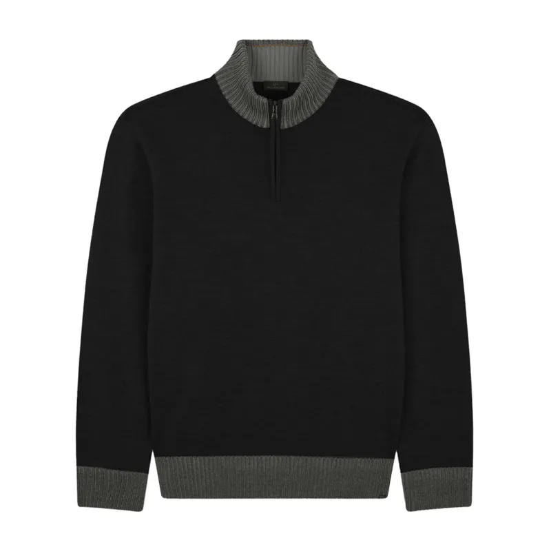 Soft Cool Touch wool half zip sweater, Man, Black, Size: S sold by Paul & Shark