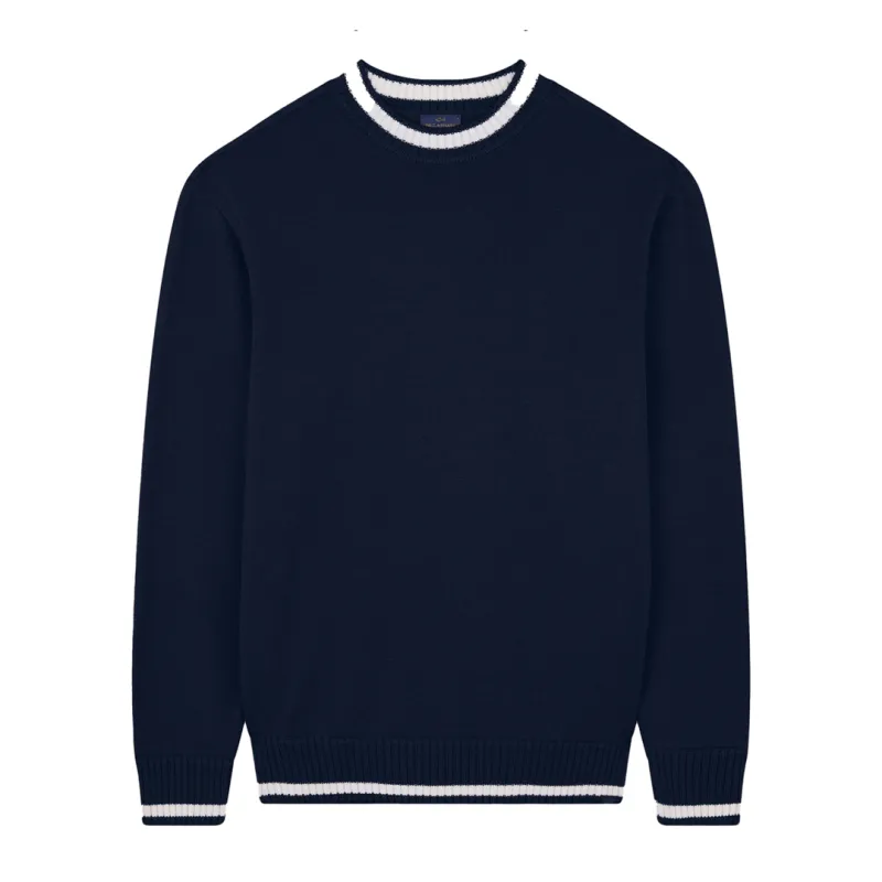 Soft Cool Touch wool crewneck Sweater, Man, Blue, Size: 4XL made by Paul & Shark