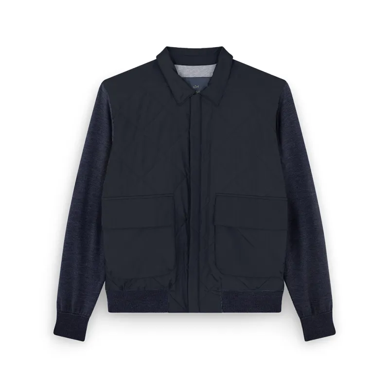 Hybrid zip-up Blouson in Typhoon® Silk, wool and silk, Man, Blue, Size: XL sold by Paul & Shark