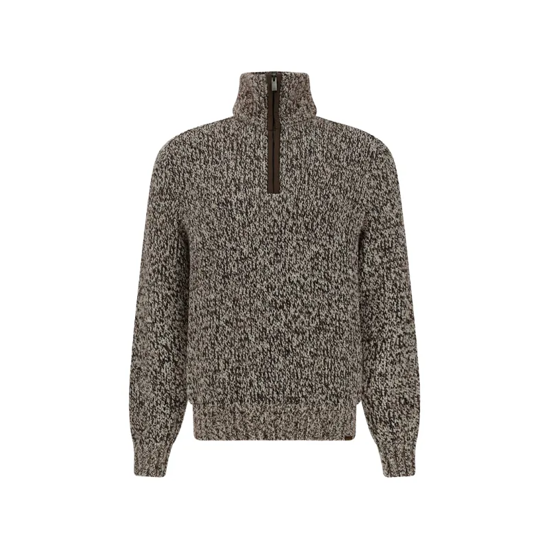 Half-zip sweater in wool and alpaca, Man, After Dark - Rocky Road - Snow White, Size: XXL made by Paul & Shark