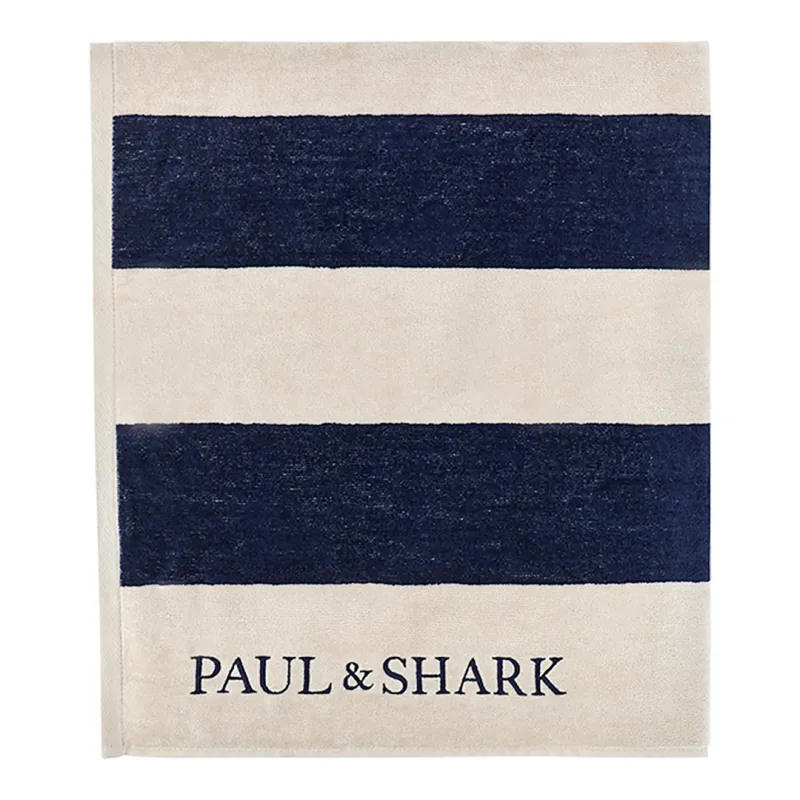 Striped beach towel with embroidery, Man, Blu-bianco, Size: TGU sold by Paul & Shark