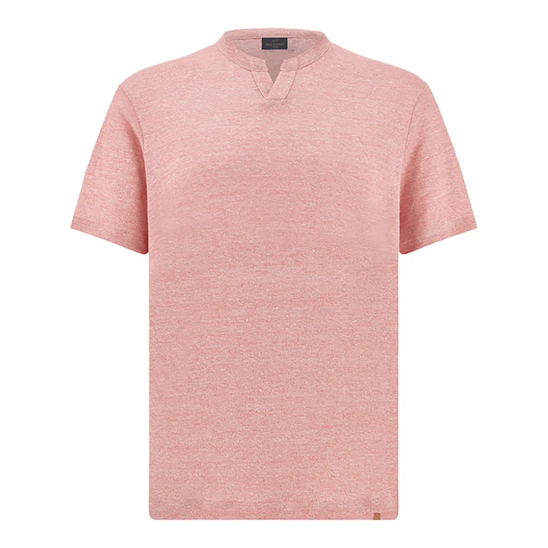 Pure linen jersey open-collar T-shirt, Man, Peachskin, Size: L sold by Paul & Shark