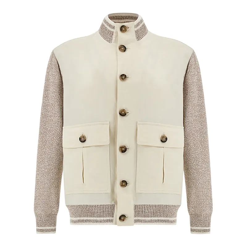 Hybrid bomber in linen and Piuma cotton, Man, Bright White - Moonlight, Size: XL sold by Paul & Shark