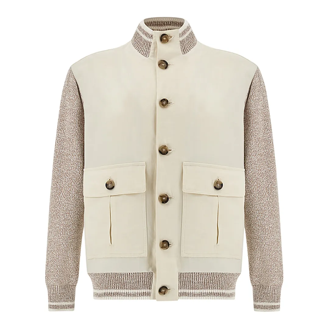 Hybrid bomber in linen and Piuma cotton, Man, Bright White - Moonlight, Size: M sold by Paul & Shark