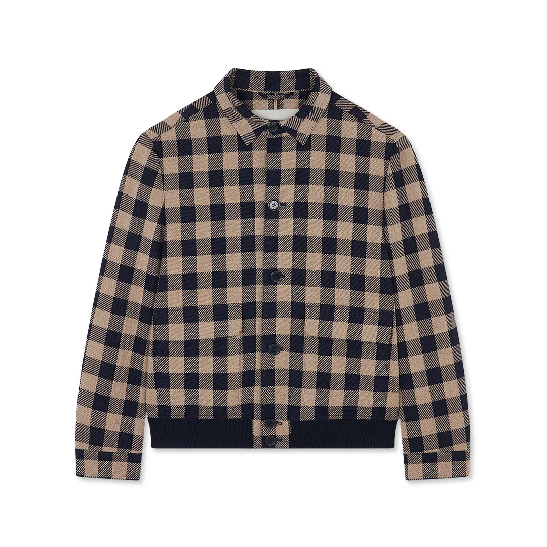 Wool blouson with check pattern, Man, Blue Beige Check, Size: XL sold by Paul & Shark