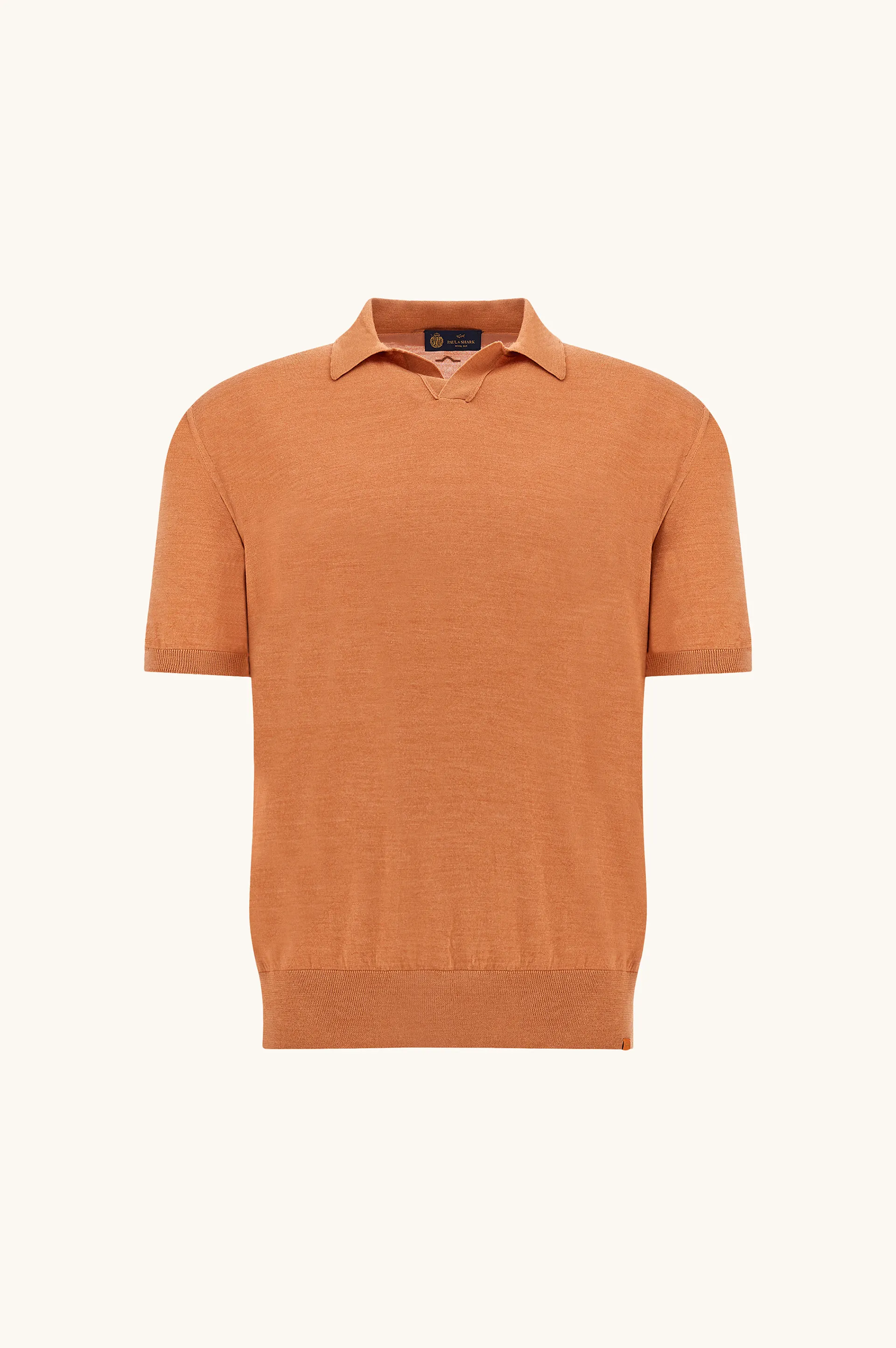 Open‑collar polo in wool and silk, Man, Sun Baked, Size: XXL sold by Paul & Shark