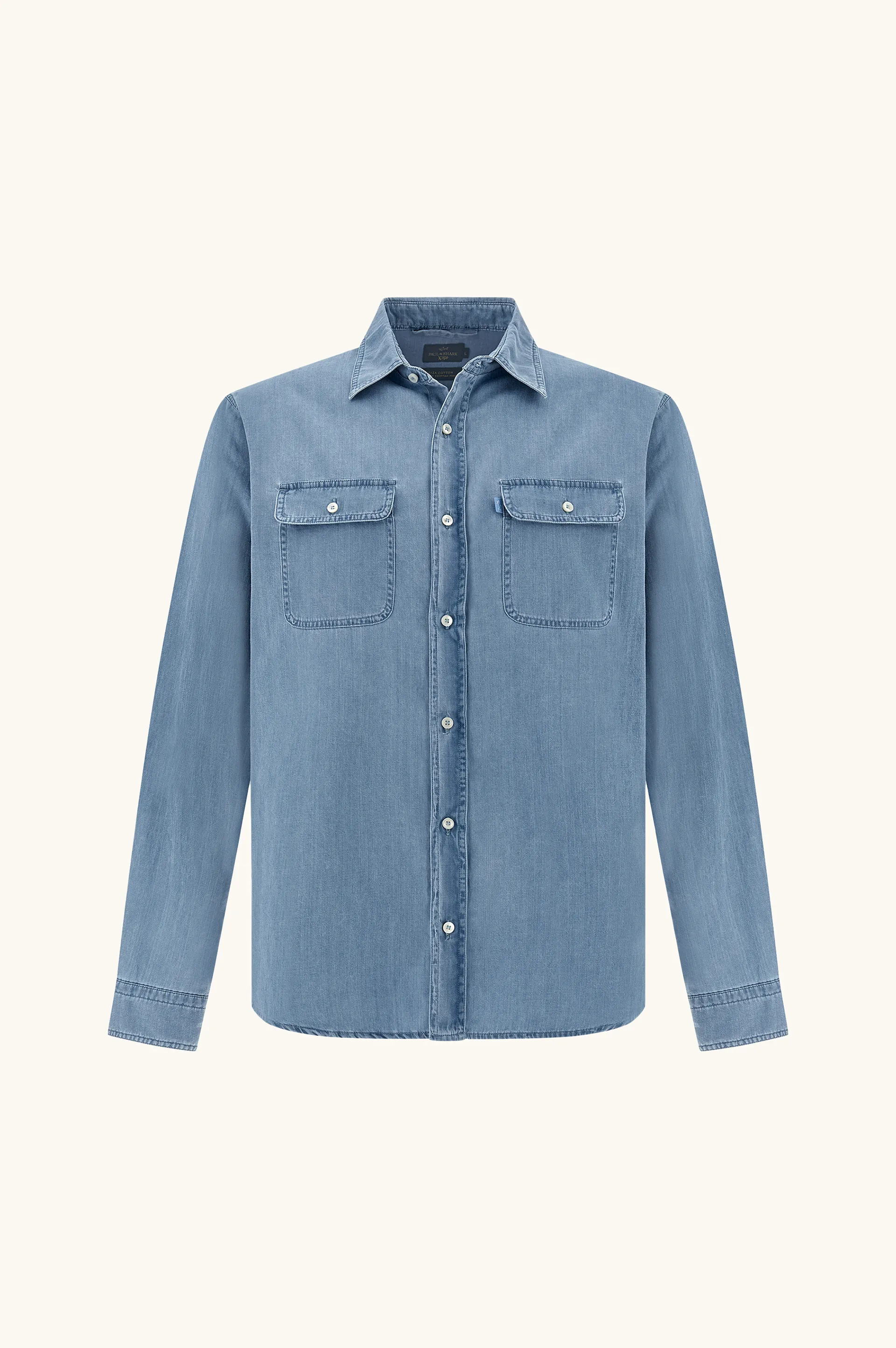 X‑Soft overshirt in Giza cotton denim, Man, Light Blue Jeans, Size: XXL sold by Paul & Shark