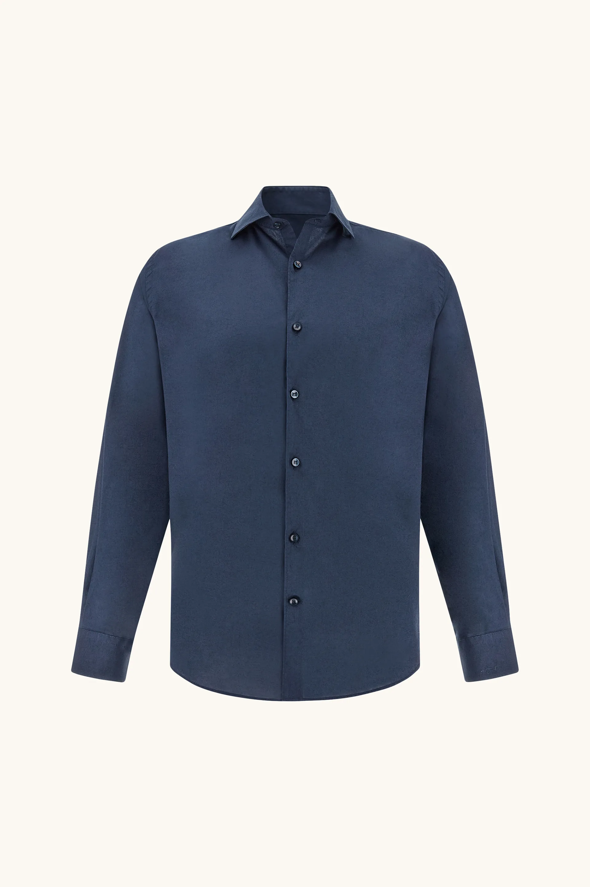 Garment‑dyed cotton voile shirt, Man, Blue, Size: 042 sold by Paul & Shark