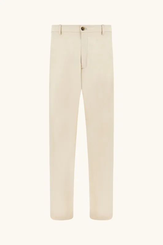 Wide‑leg trousers in stretch cotton with pleats, Man, Butter, Size: 58 sold by Paul & Shark