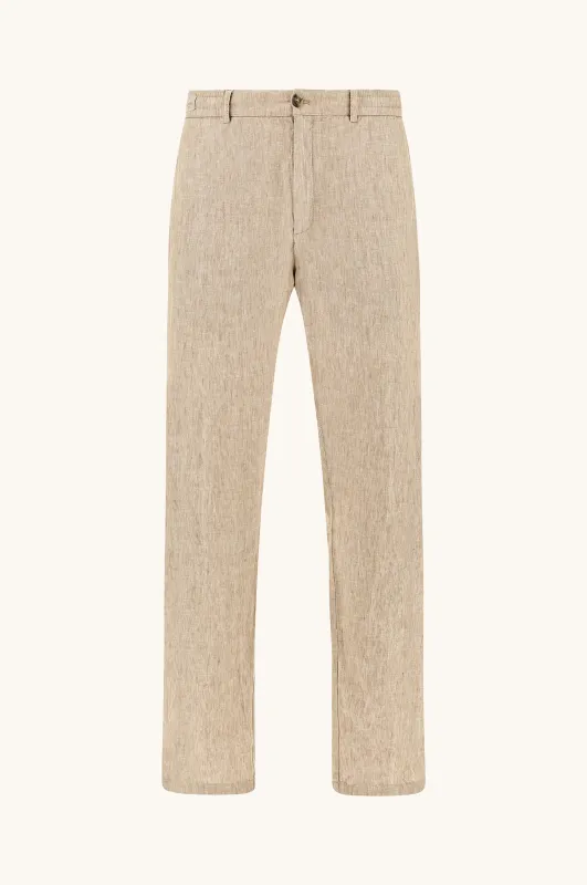 Linen chino pants with drawstring, Man, Beige, Size: 56 sold by Paul & Shark