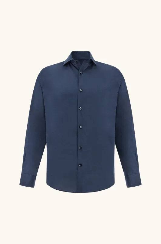 Garment‑dyed cotton voile shirt, Man, Blue, Size: 038 sold by Paul & Shark