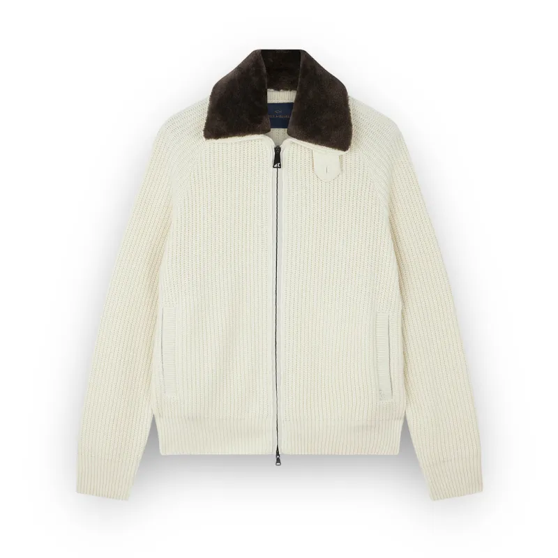 Re-Wool zip-up sweater, Man, White, Size: L made by Paul & Shark