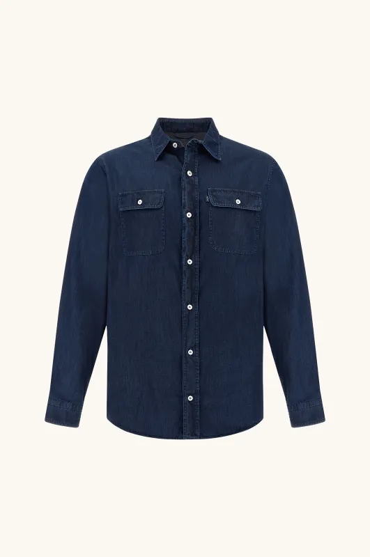X‑Soft overshirt in Giza cotton denim, Man, Dark Blue Jeans, Size: 3XL sold by Paul & Shark