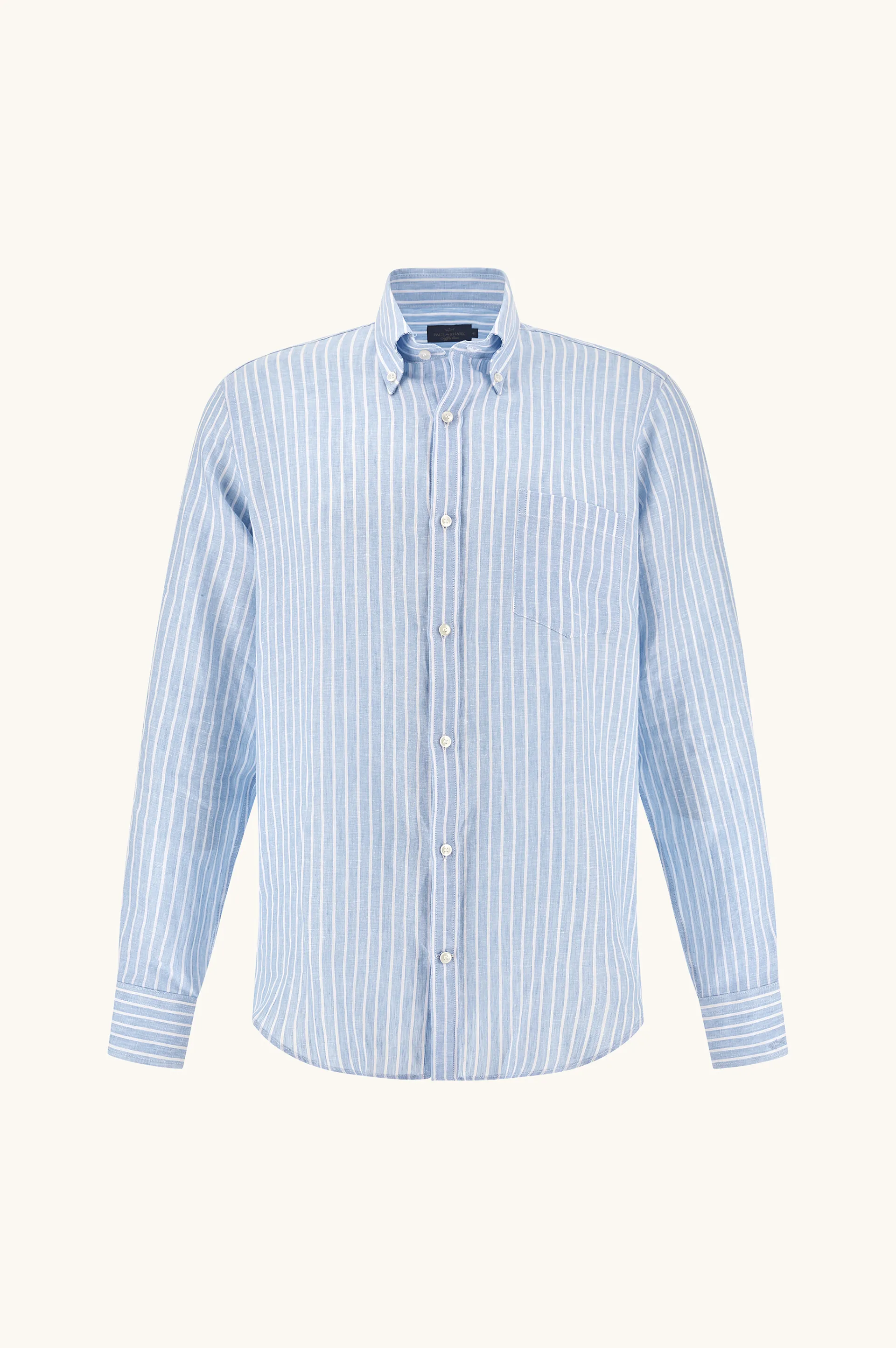 Soffio linen shirt with striped pattern, Man, Rows Light Blue White, Size: 045 sold by Paul & Shark