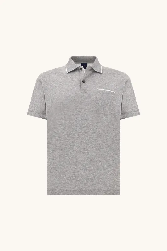 Double mercerised cotton jersey polo with pocket, Man, Light Grey, Size: L sold by Paul & Shark