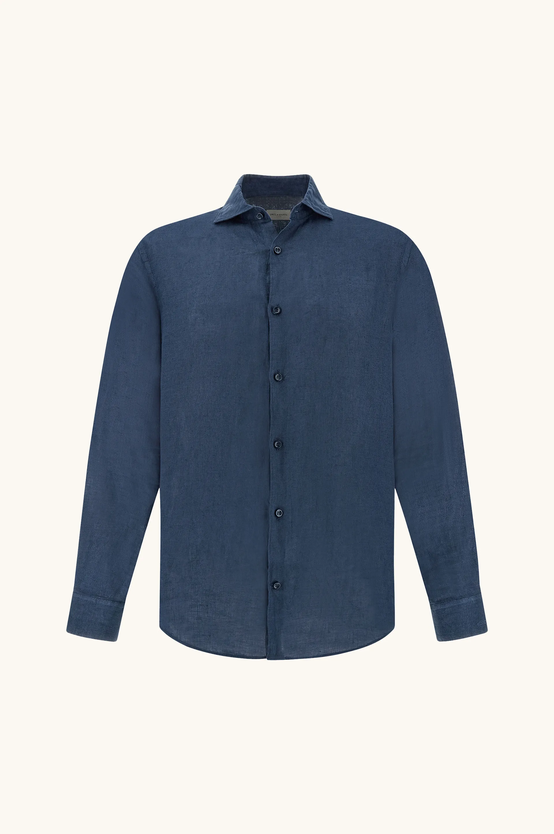 Garment‑dyed linen shirt, Man, Blue, Size: 047 sold by Paul & Shark