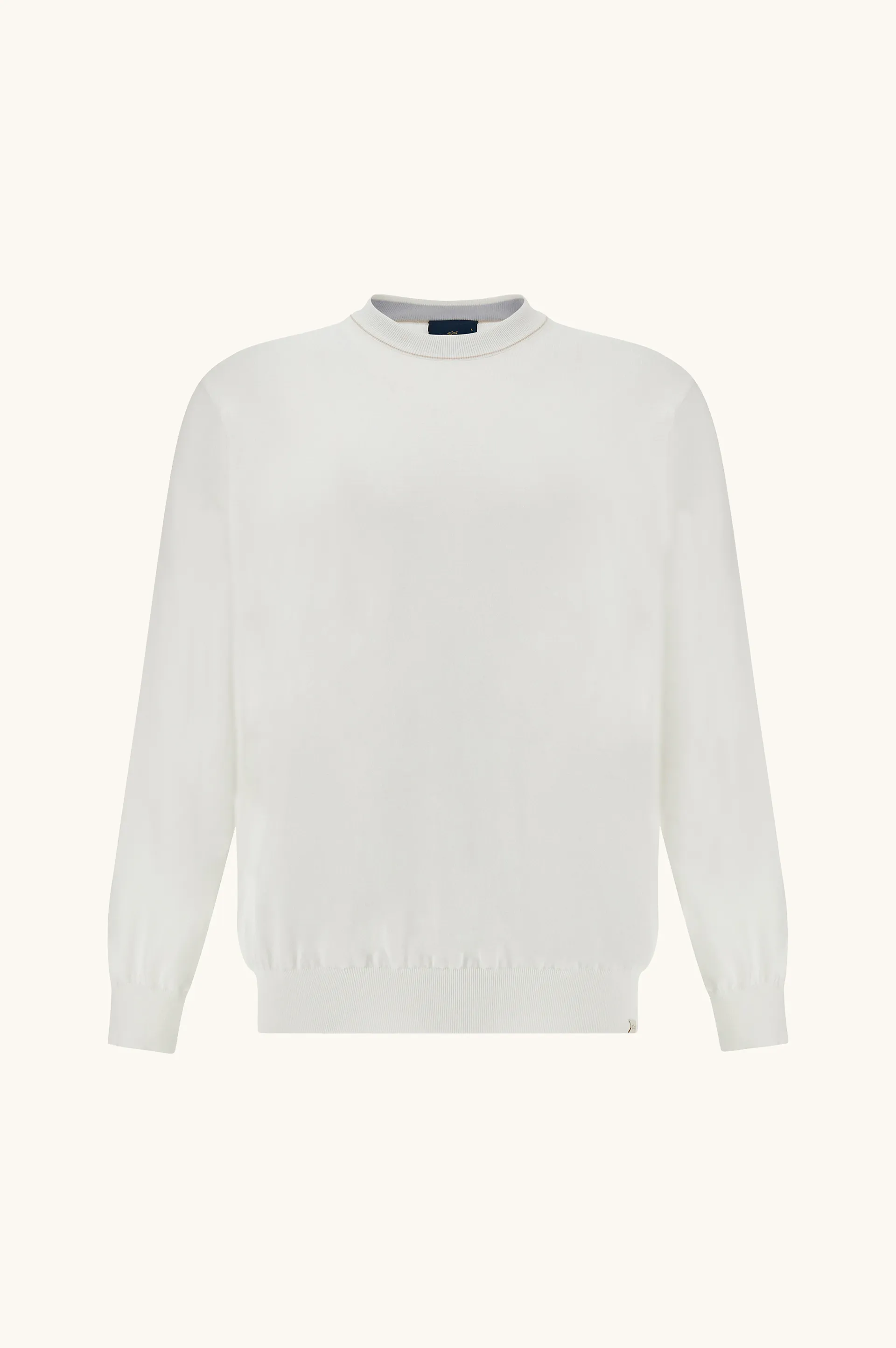 Crew‑neck sweater in Piuma cotton, Man, Blanc De Blanc, Size: 4XL sold by Paul & Shark