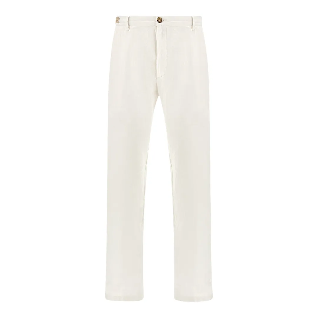 Linen chino pants with drawstring, Man, White, Size: 44 sold by Paul & Shark