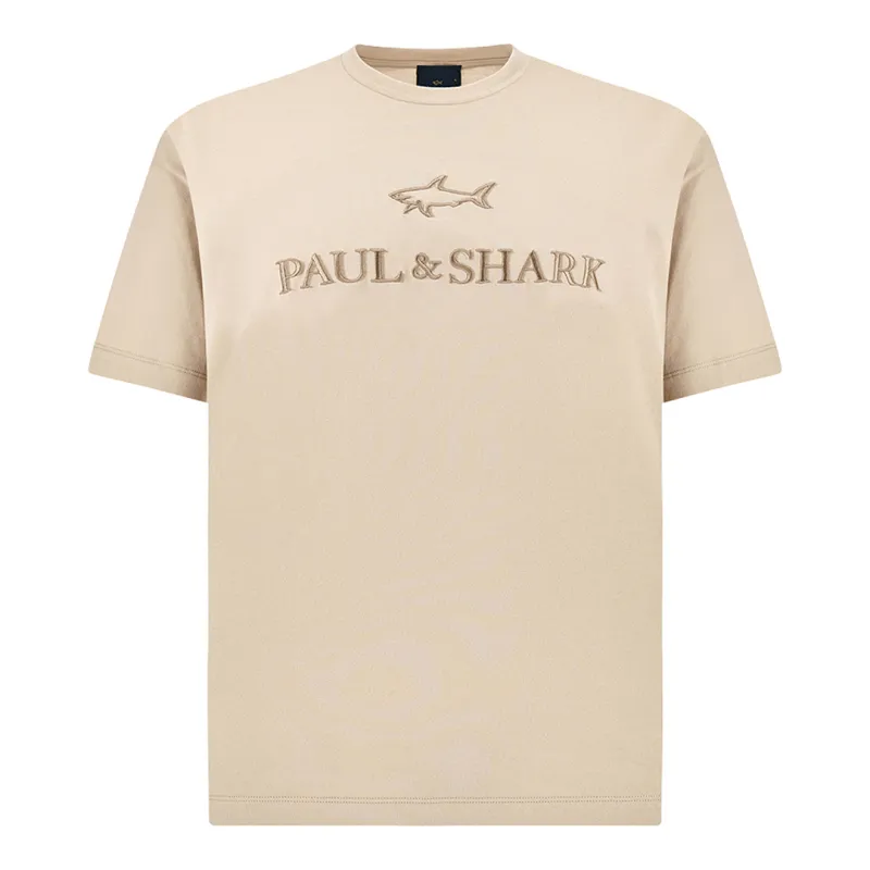 Lightweight cotton jersey T-shirt with print, Man, Beige, Size: XXL sold by Paul & Shark
