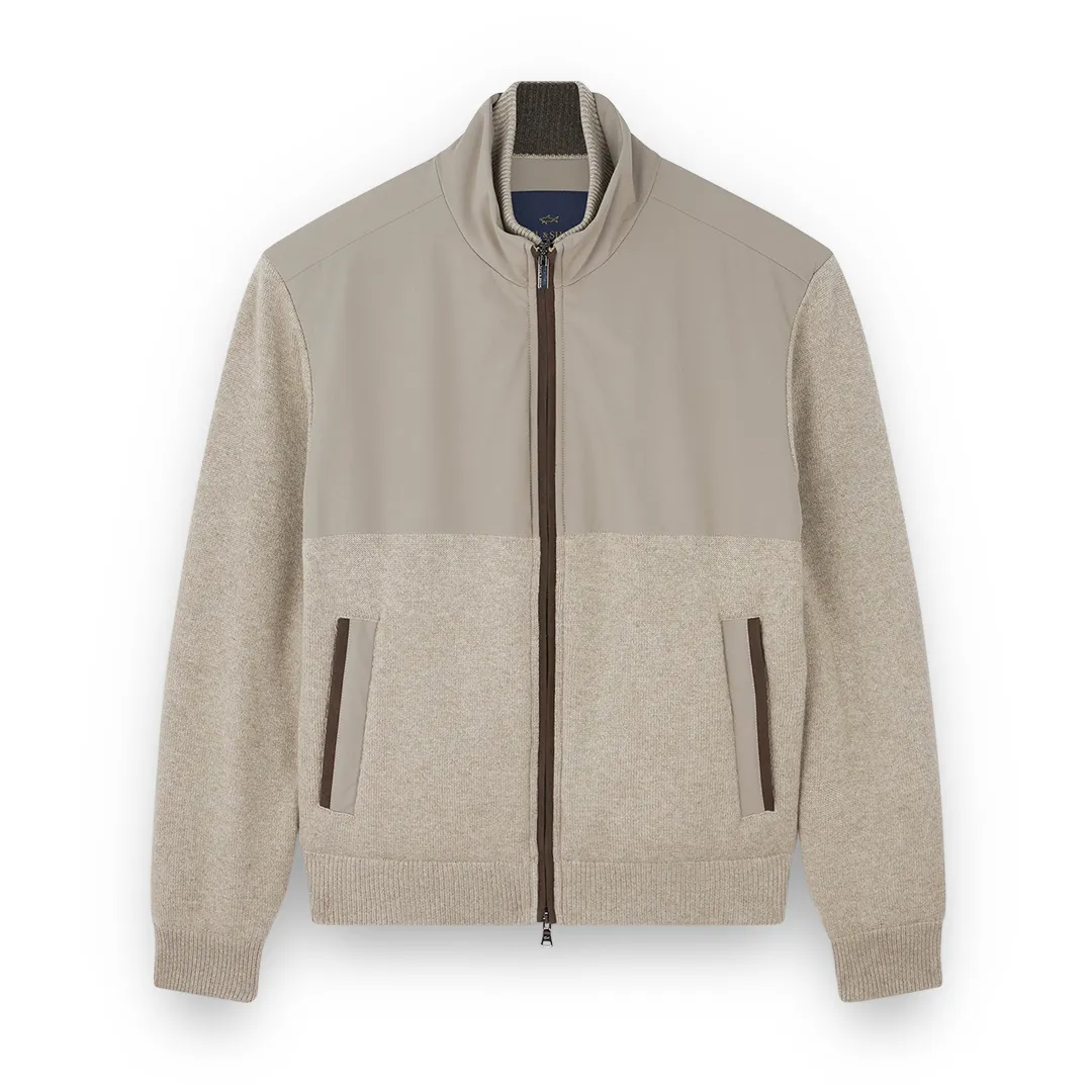 Hybrid jacket in wool and cashmere with Suede and Typhoon® Re-4x4 Stretch details, Man, Beige, Size: 3XL sold by Paul & Shark