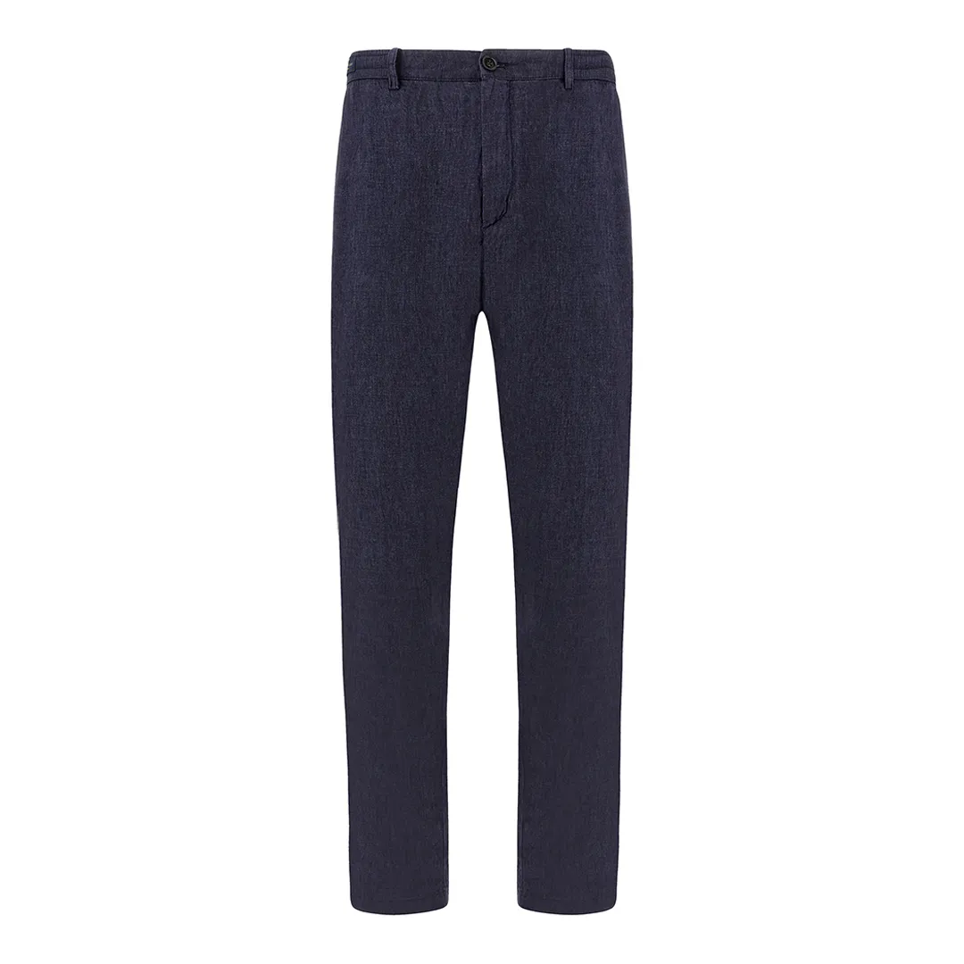 Linen chino pants with drawstring, Man, Mood Indigo, Size: 54 sold by Paul & Shark