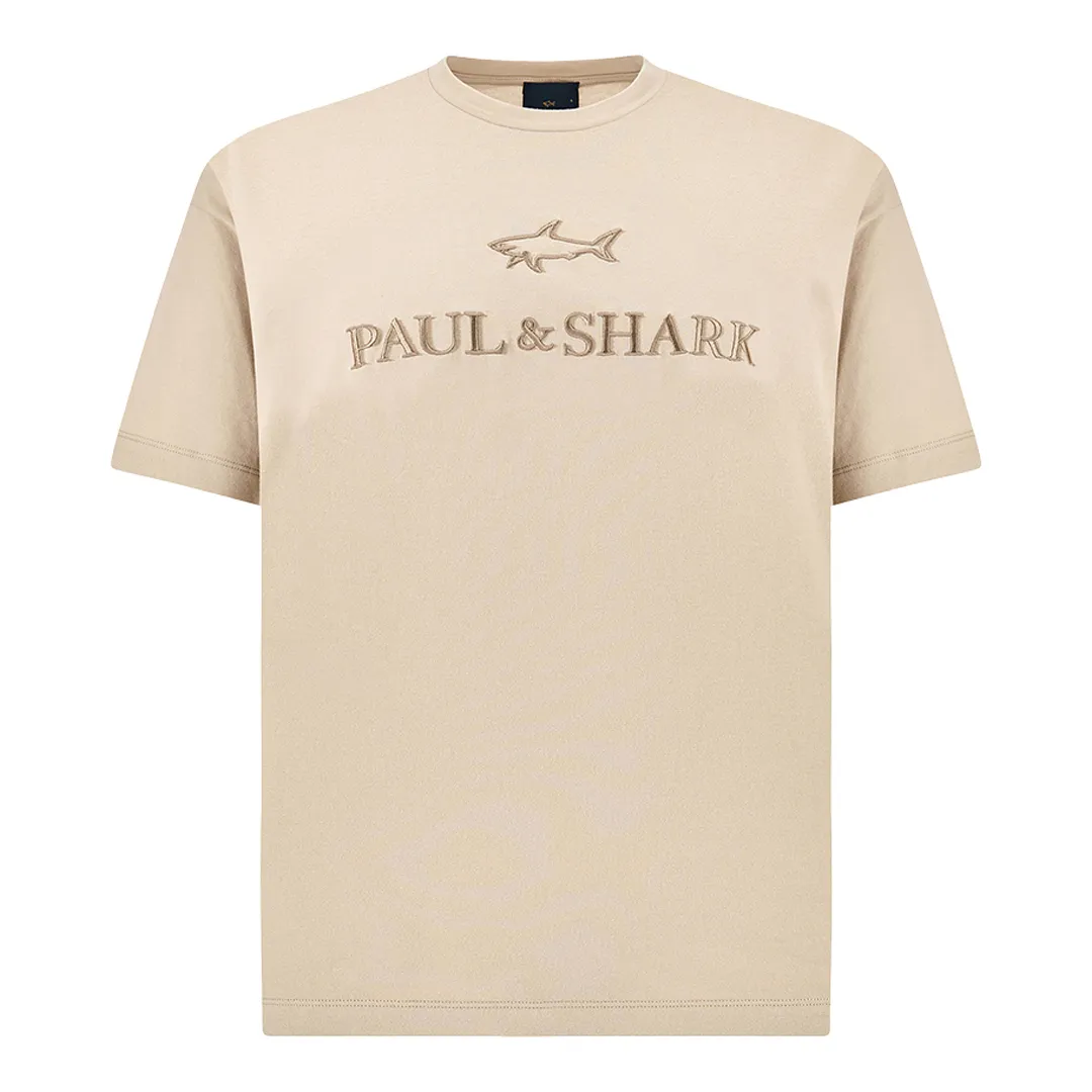 Lightweight cotton jersey T-shirt with print, Man, Beige, Size: 3XL sold by Paul & Shark