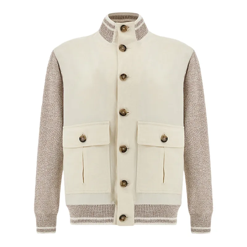 Hybrid bomber in linen and Piuma cotton, Man, Bright White - Moonlight, Size: S sold by Paul & Shark