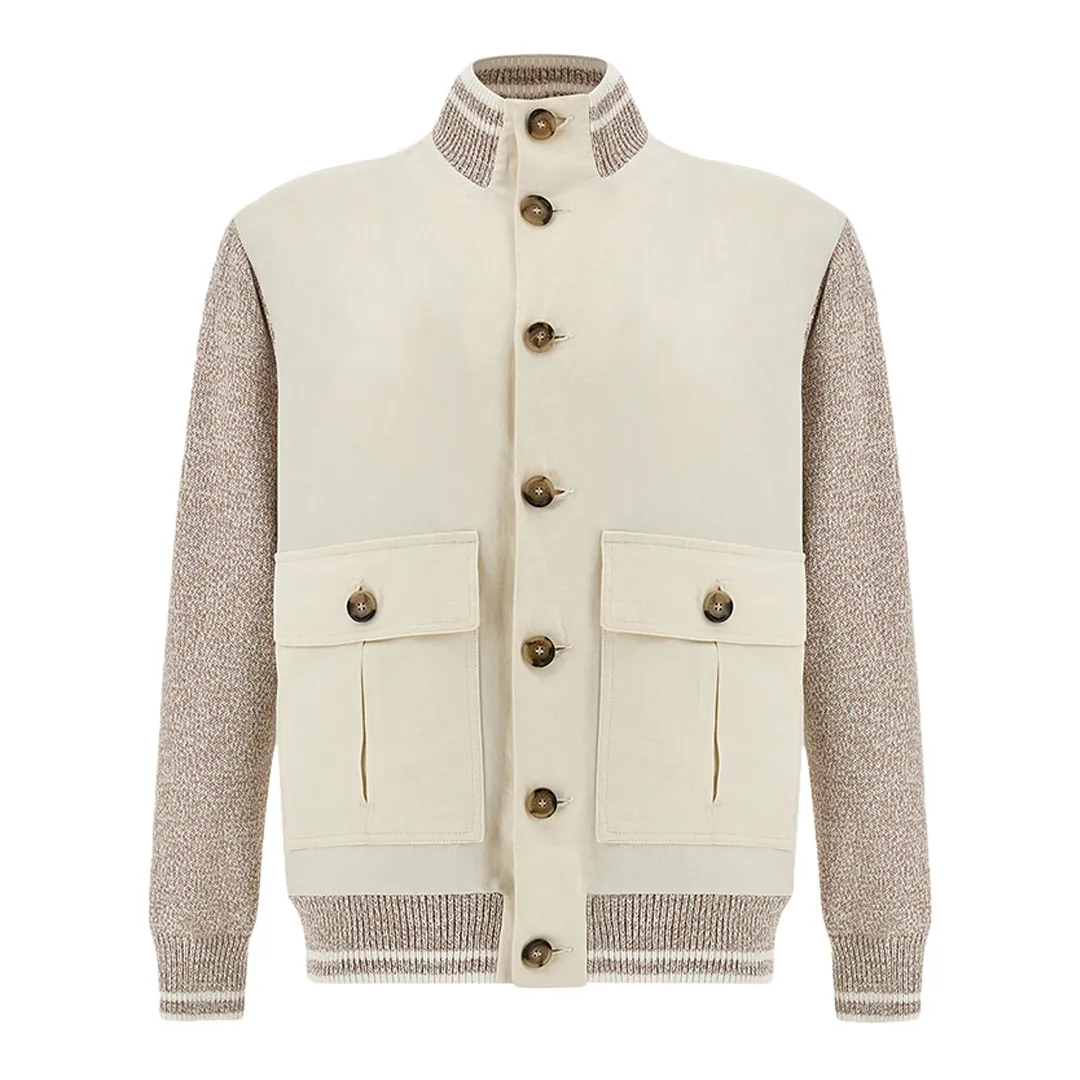 Hybrid bomber in linen and Piuma cotton, Man, Bright White - Moonlight, Size: S sold by Paul & Shark